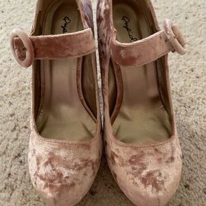 Pink Crushed Velvet Heels